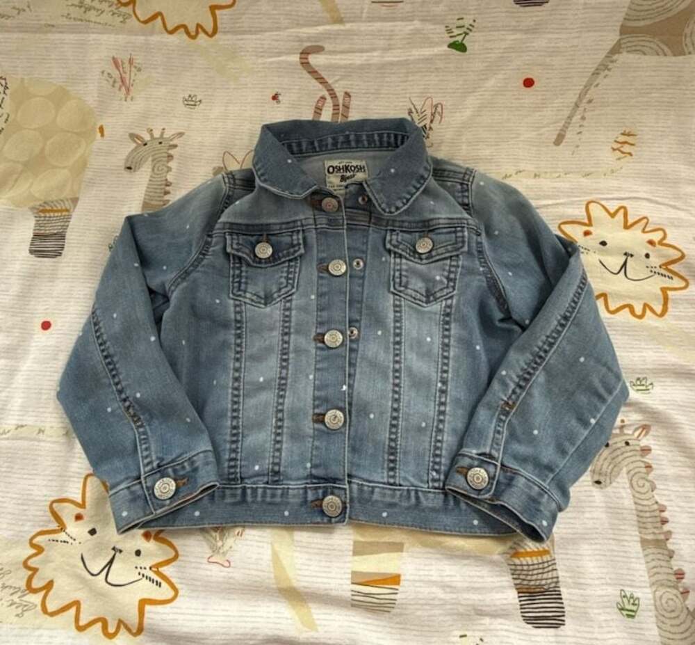 OshKosh B'gosh Toddler Girls White Polka Dot Denim Jean Jacket 5T